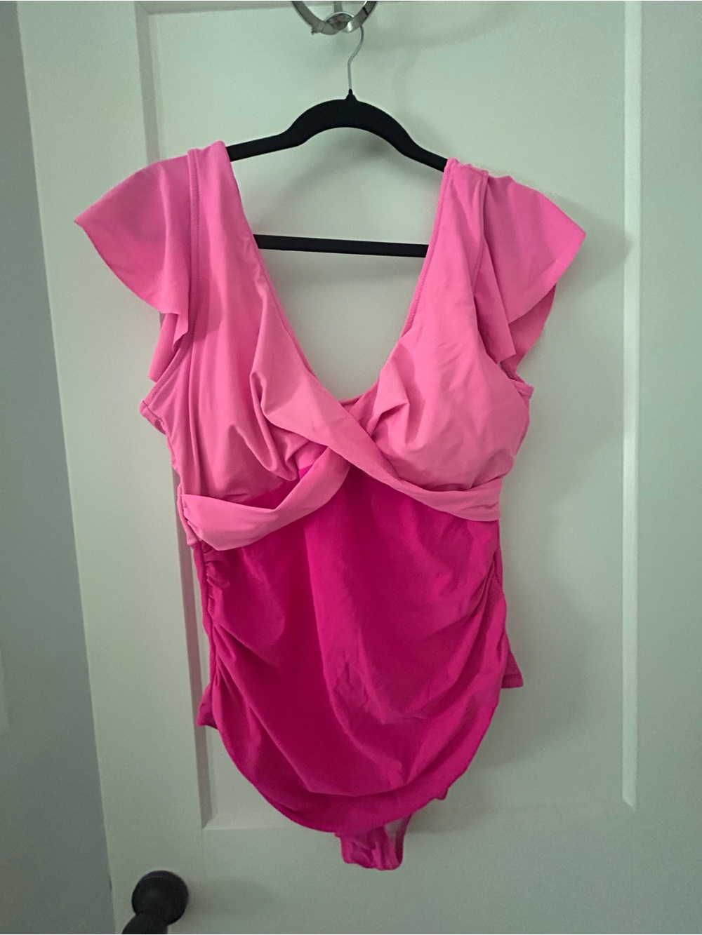 Pink Two-Tone  V-Neck Women’s swimsuit